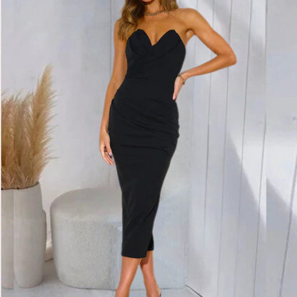 Sleeveless Formal Midi Dress with Sweetheart Neckline