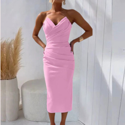 Sleeveless Formal Midi Dress with Sweetheart Neckline