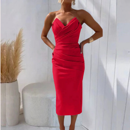Sleeveless Formal Midi Dress with Sweetheart Neckline