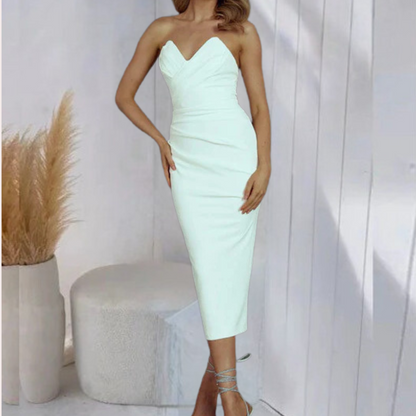 Sleeveless Formal Midi Dress with Sweetheart Neckline