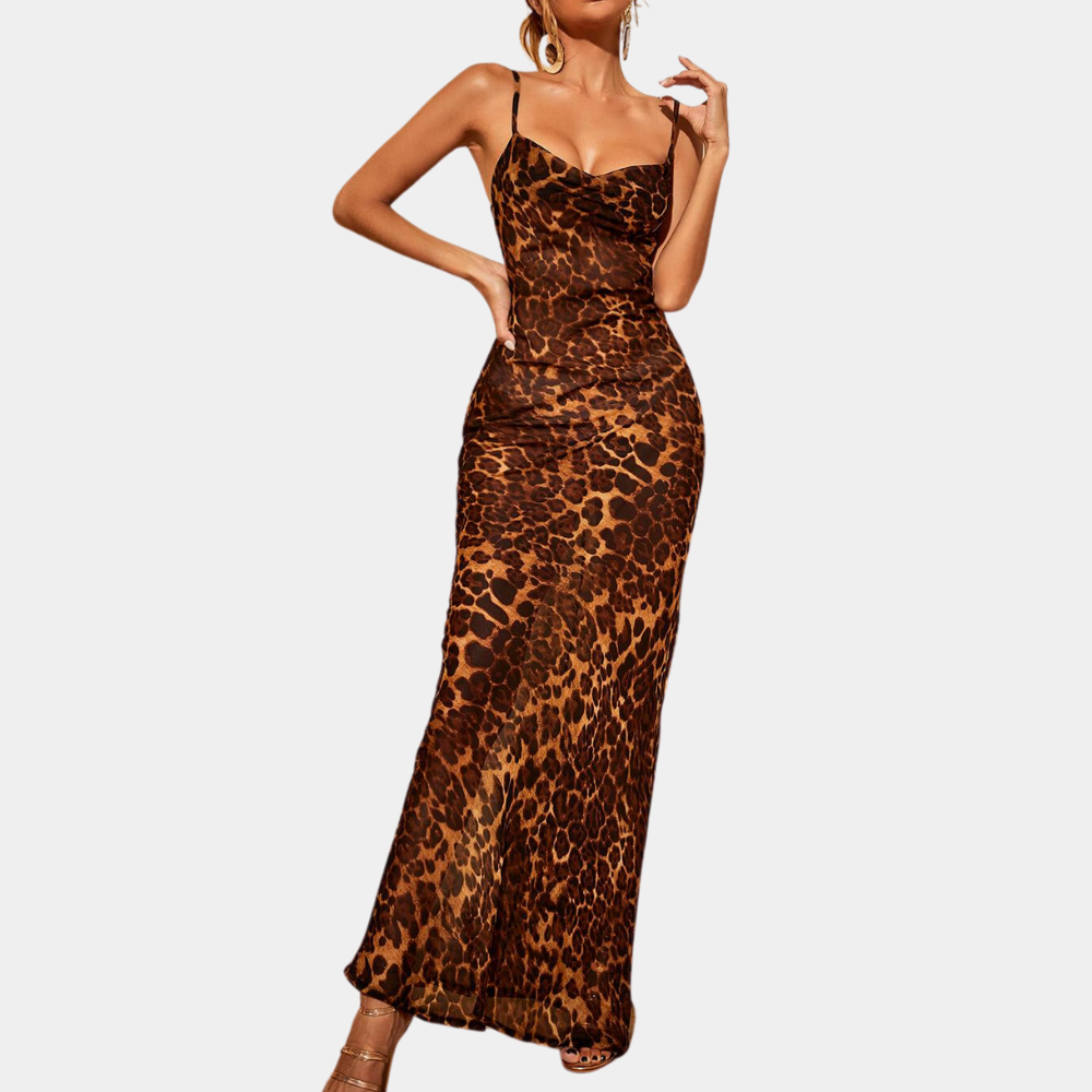 Ladies Long Evening Gown - V Neck - Thin Straps - EasyApparels