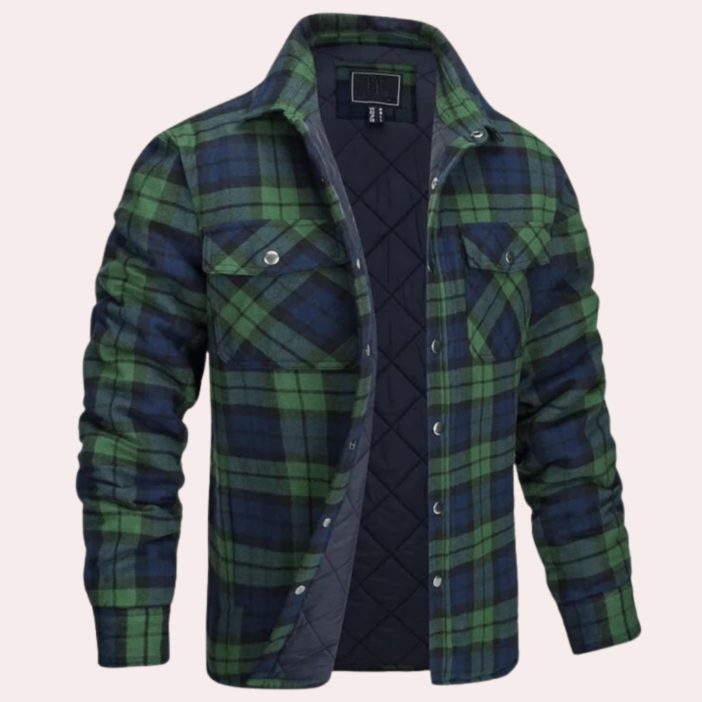 Casual Quilted Flannel Shirt Jacket
