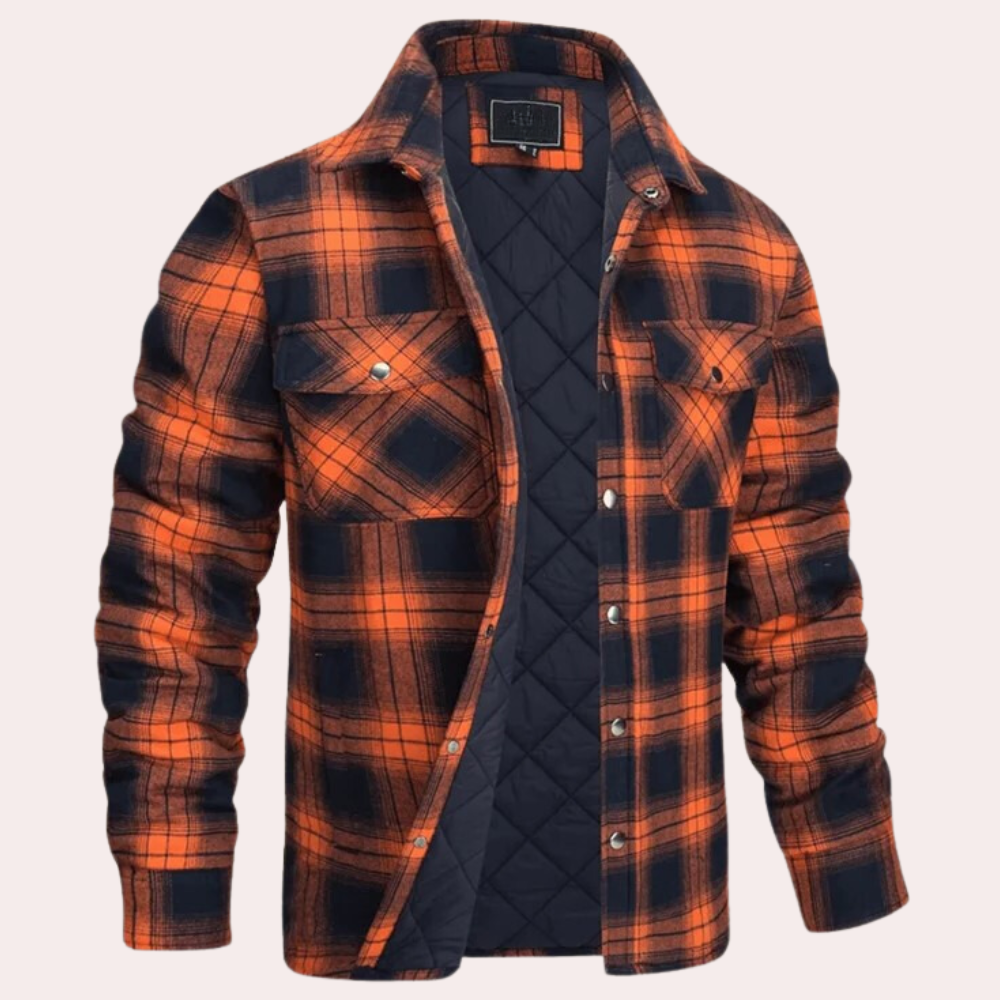 Casual Quilted Flannel Shirt Jacket