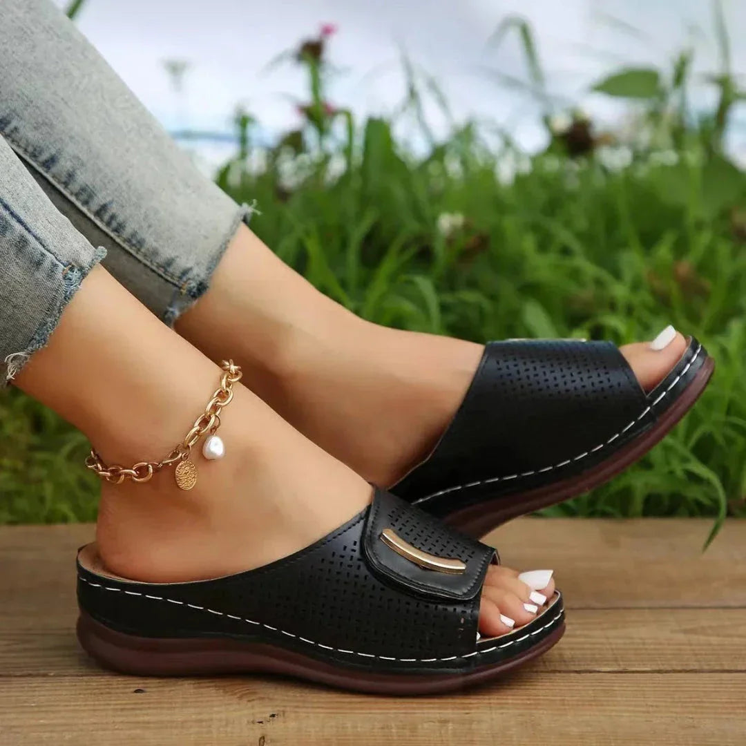 Comfortable Slip On Heeled Sandals - EasyApparels