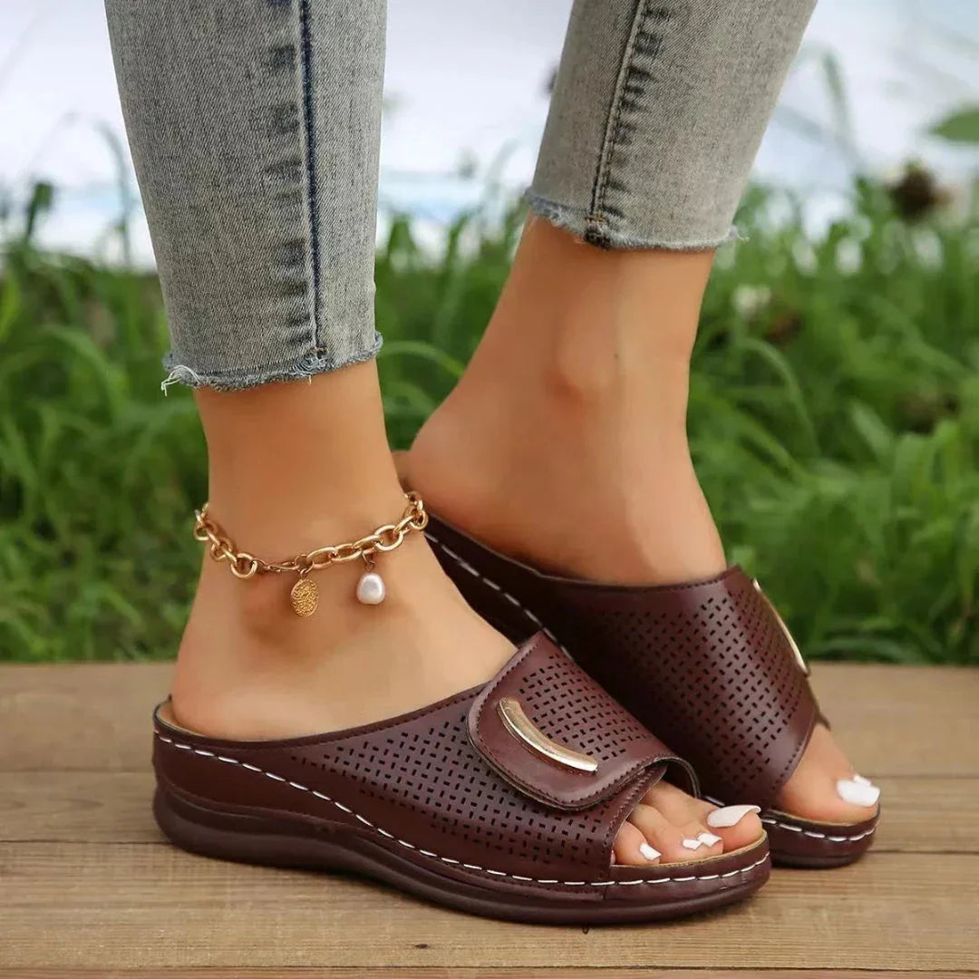 Comfortable Slip On Heeled Sandals