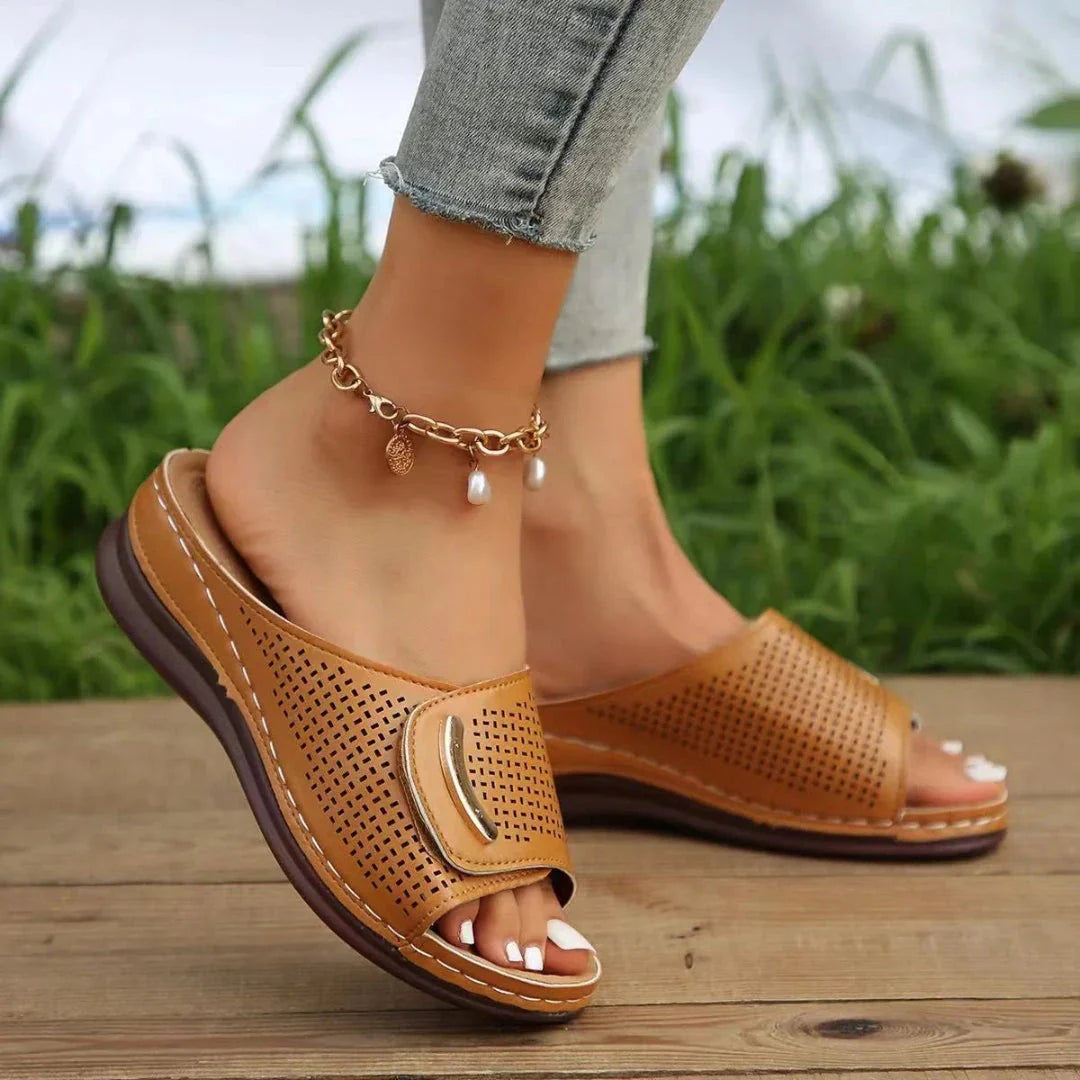 Comfortable Slip On Heeled Sandals