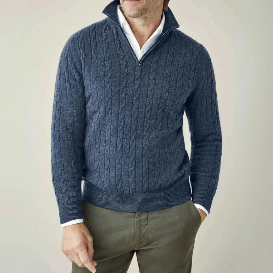 Warm Cable Knit Quarter Zip Jumper