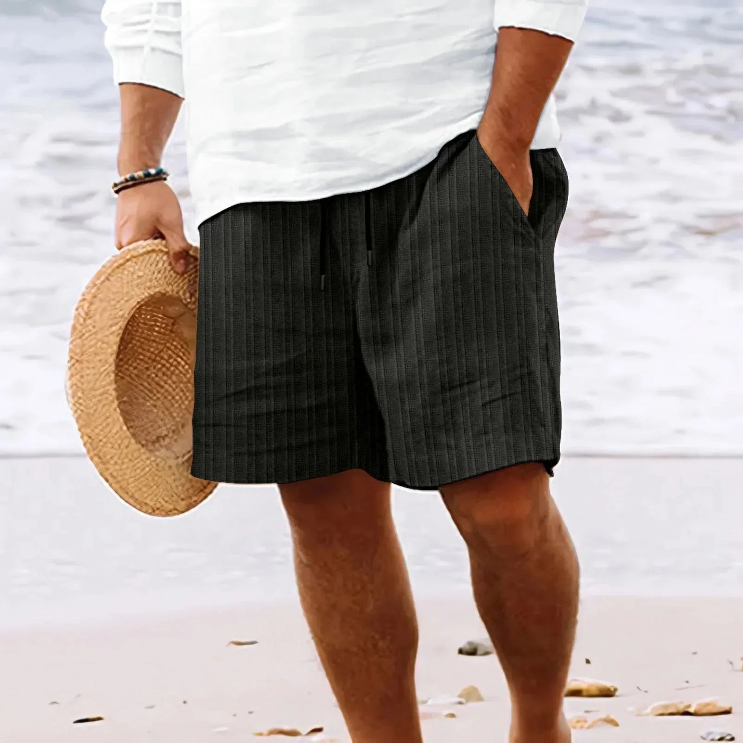Comfortable Cotton Linen Knee Length Shorts