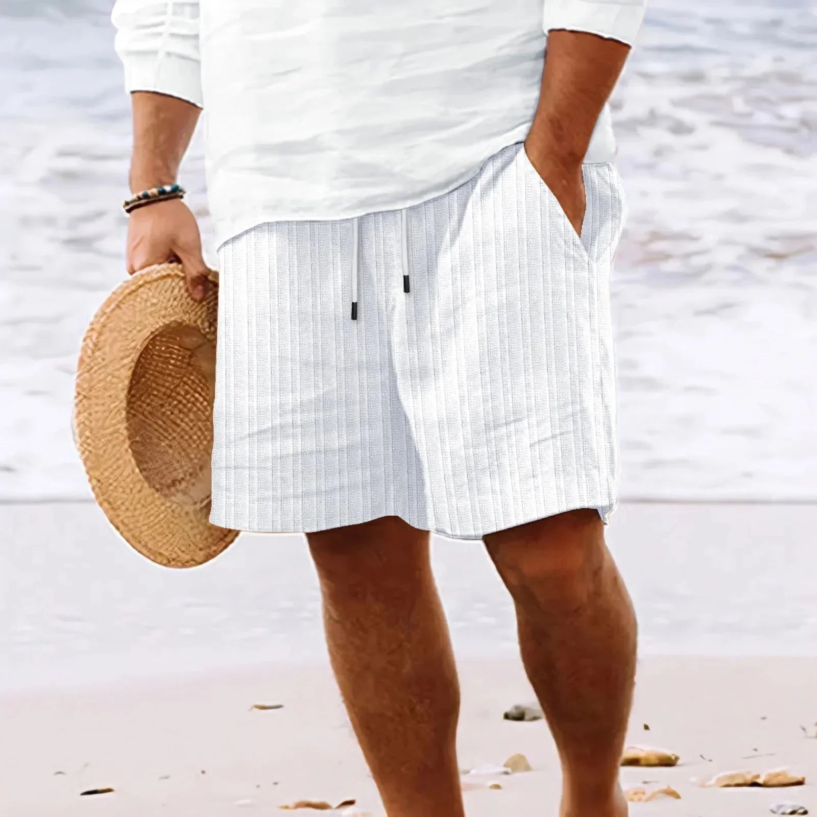 Comfortable Cotton Linen Knee Length Shorts - EasyApparels