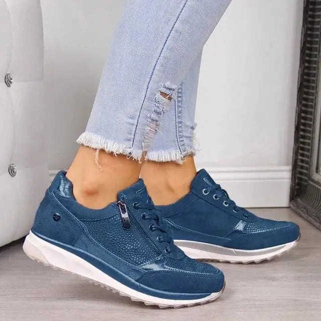 Fashionable Women's Lace Up Shoes with Zipper