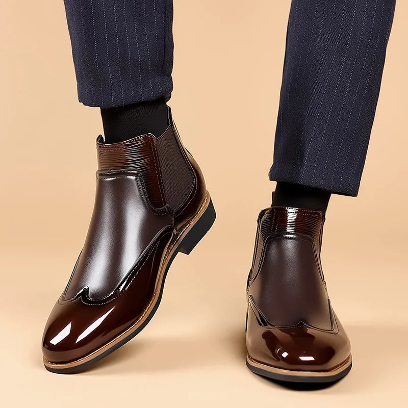 Flexible Men's Ankle Boots with Stretch Detail - Vossary