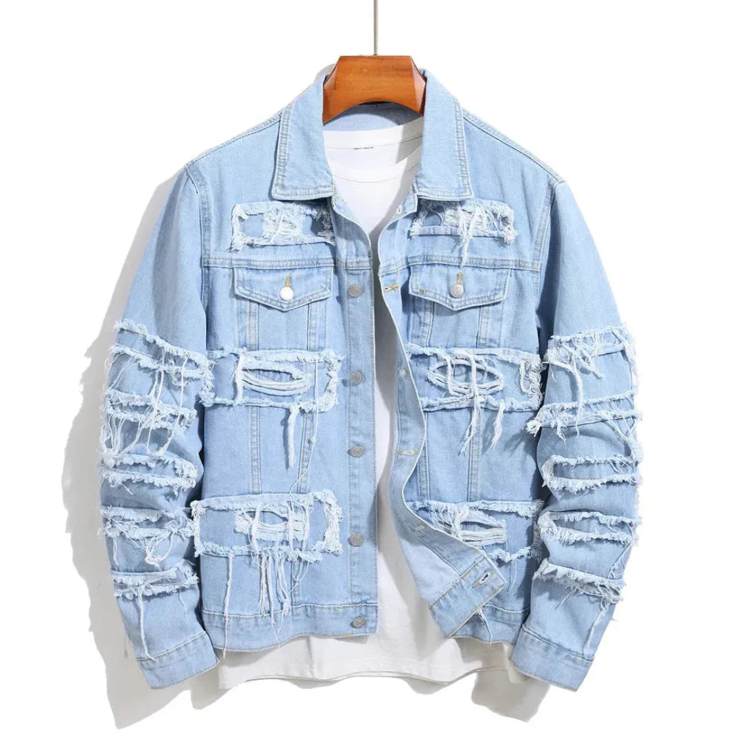 Ripped Vintage Blue Jeans Jacket - EasyApparels