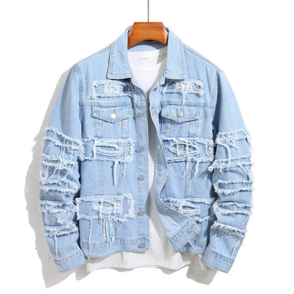 Ripped Vintage Blue Jeans Jacket - EasyApparels