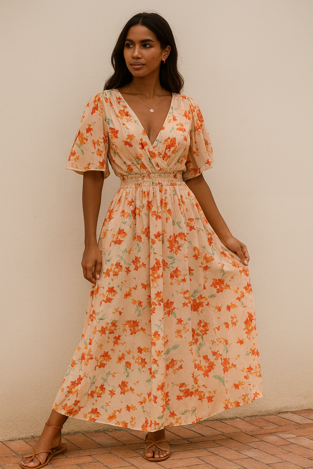 Tropical Print Knee Length Dress - EasyApparels