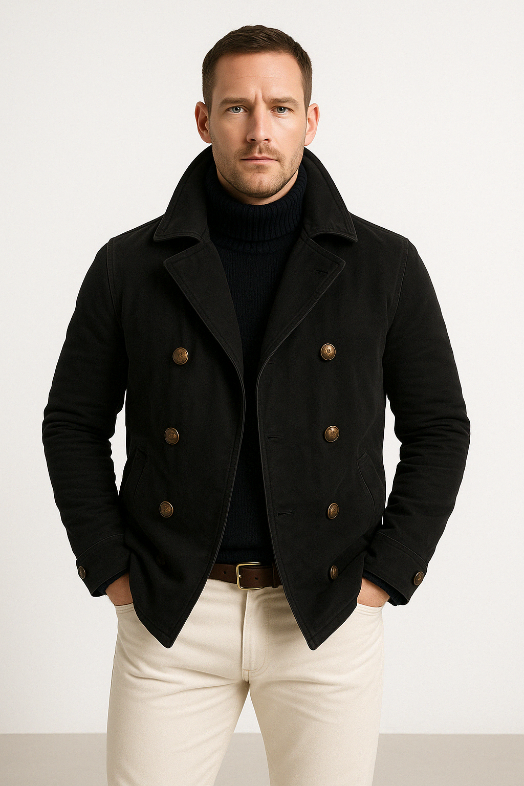 Classic Double Breasted Cotton Coat - EasyApparels