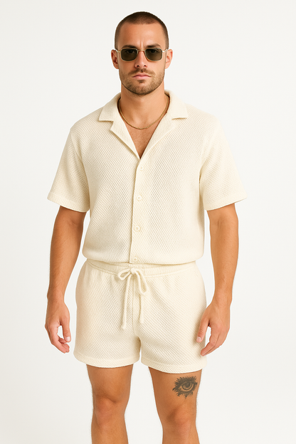 Men's Breathable Casual Shirt and Shorts Set