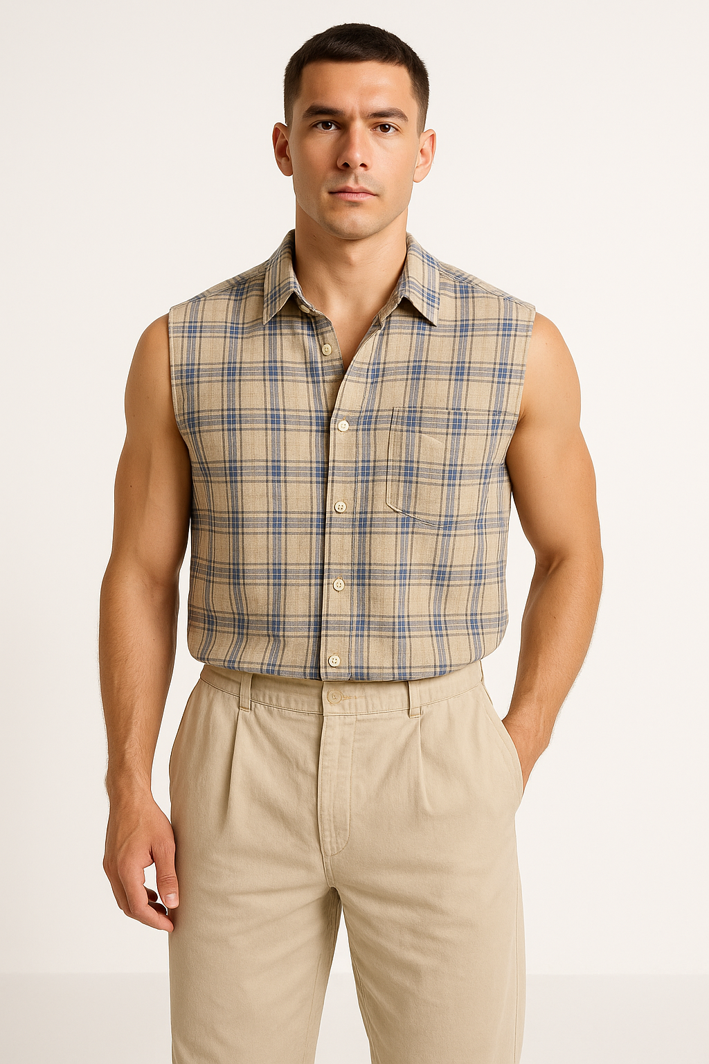 Relaxed Fit Casual Cotton Vest Shirt - EasyApparels