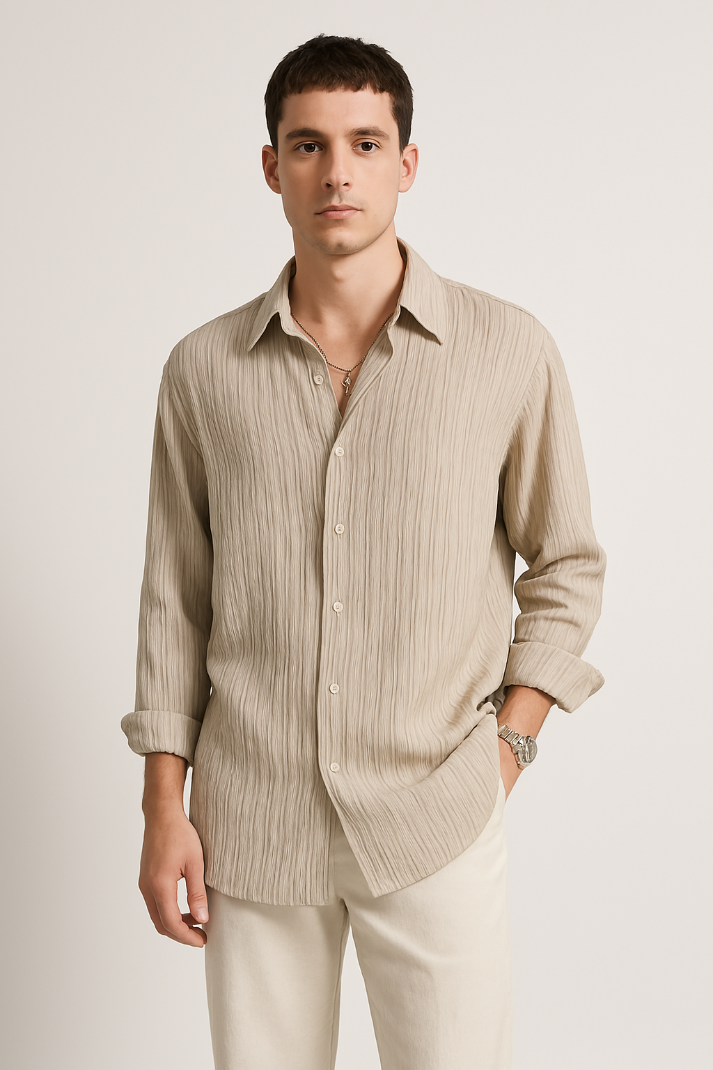 Relaxed Fit Mens Long Sleeve Button Shirt