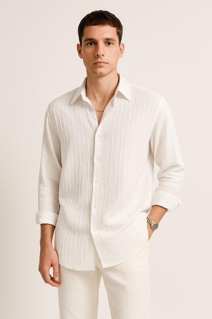 Relaxed Fit Mens Long Sleeve Button Shirt - EasyApparels