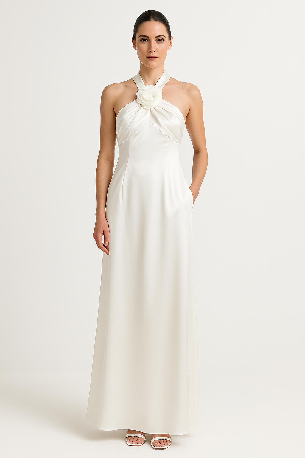 Elegant Women's Formal Maxi Dress with Floral Detail - EasyApparels