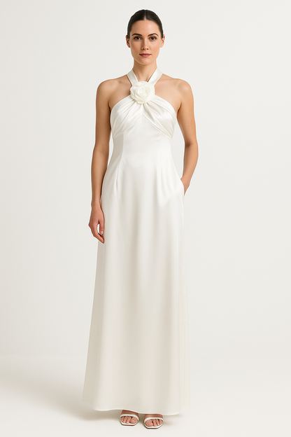 Elegant Women's Formal Maxi Dress with Floral Detail - EasyApparels