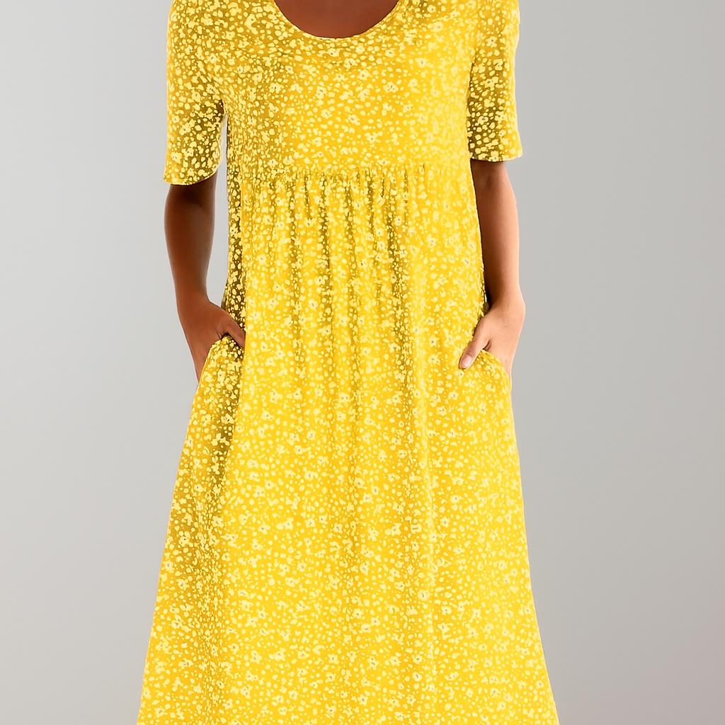 Stylish Mid Length Dress with Pockets