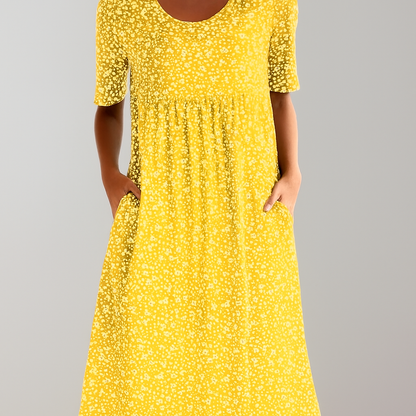 Stylish Mid Length Dress with Pockets