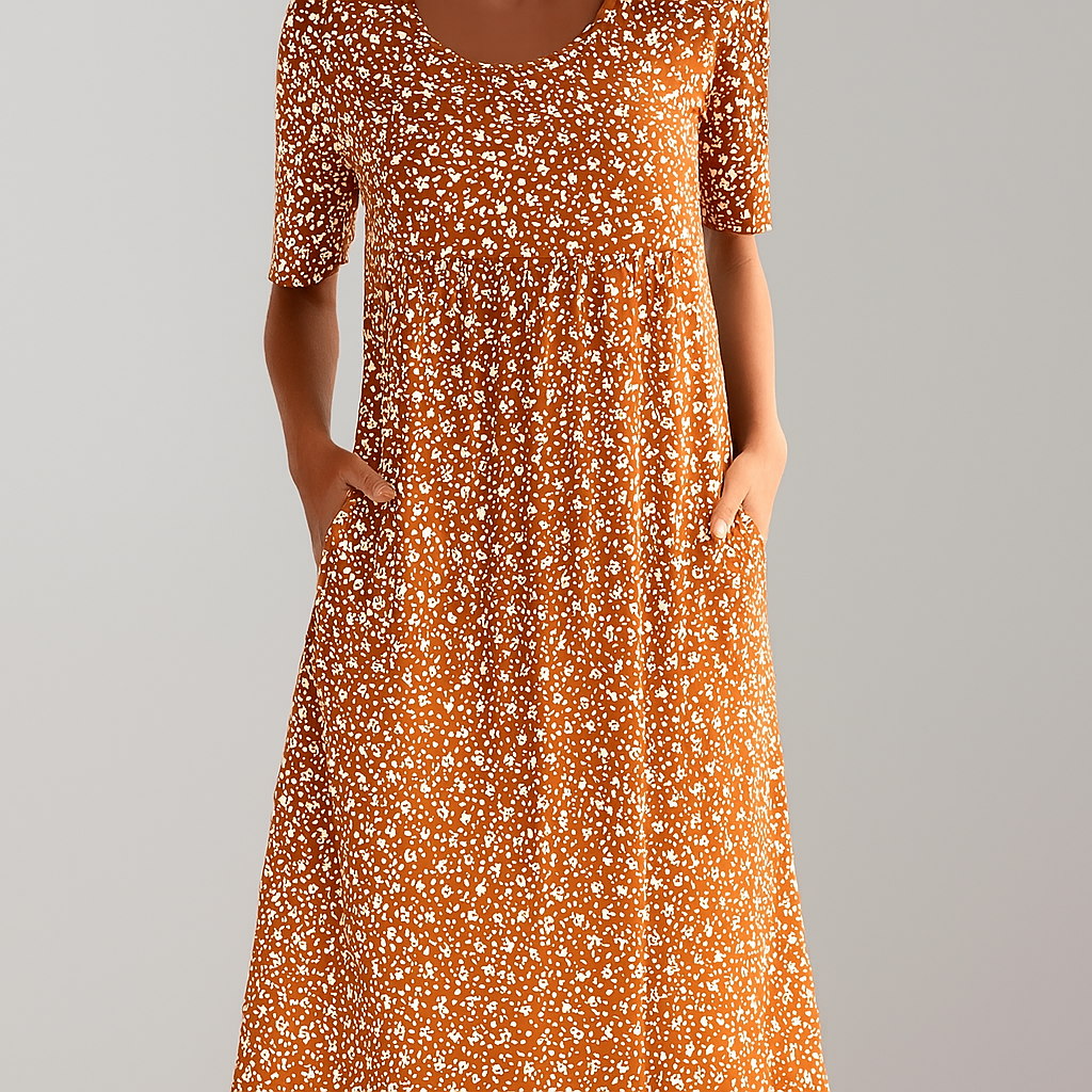 Stylish Mid Length Dress with Pockets