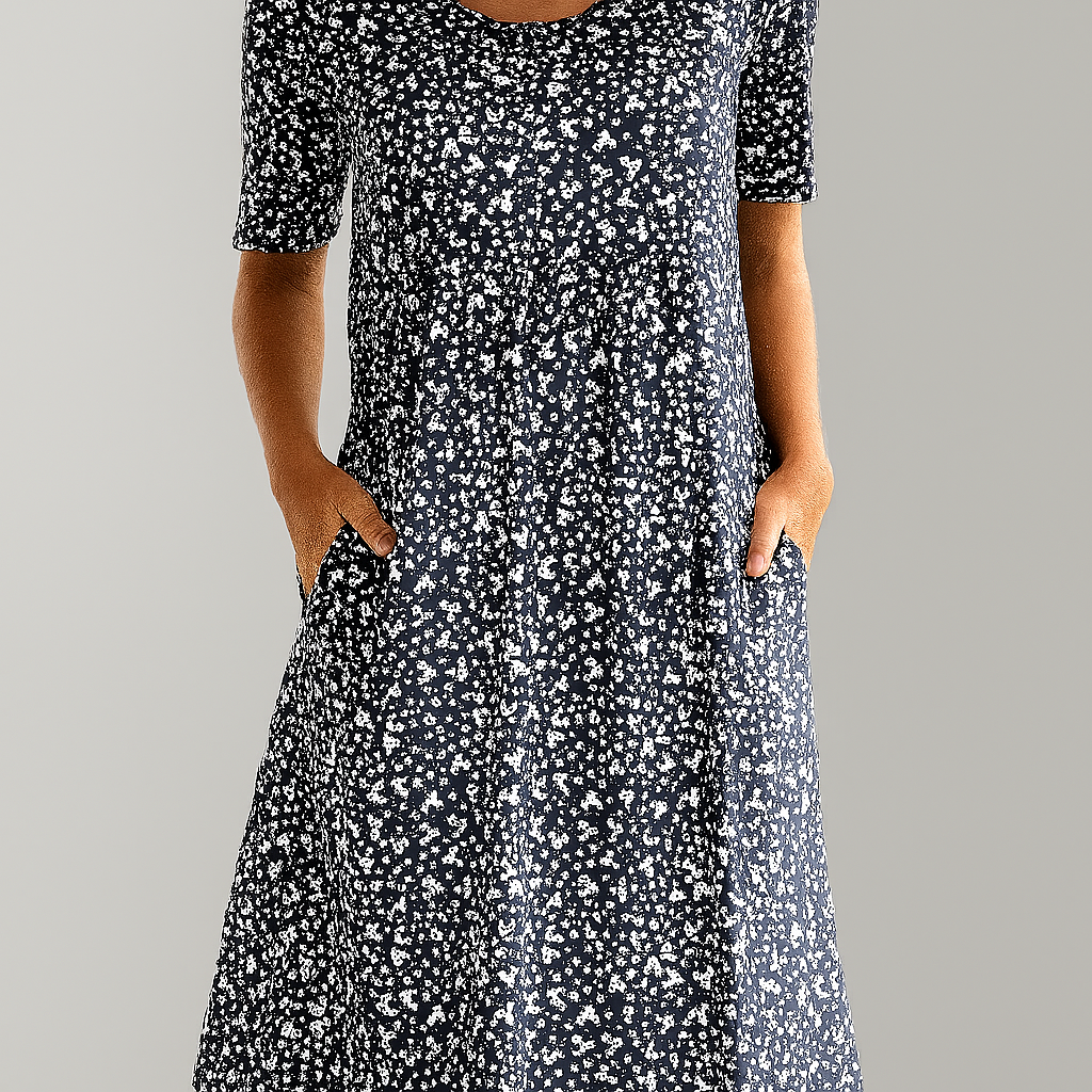 Stylish Mid Length Dress with Pockets