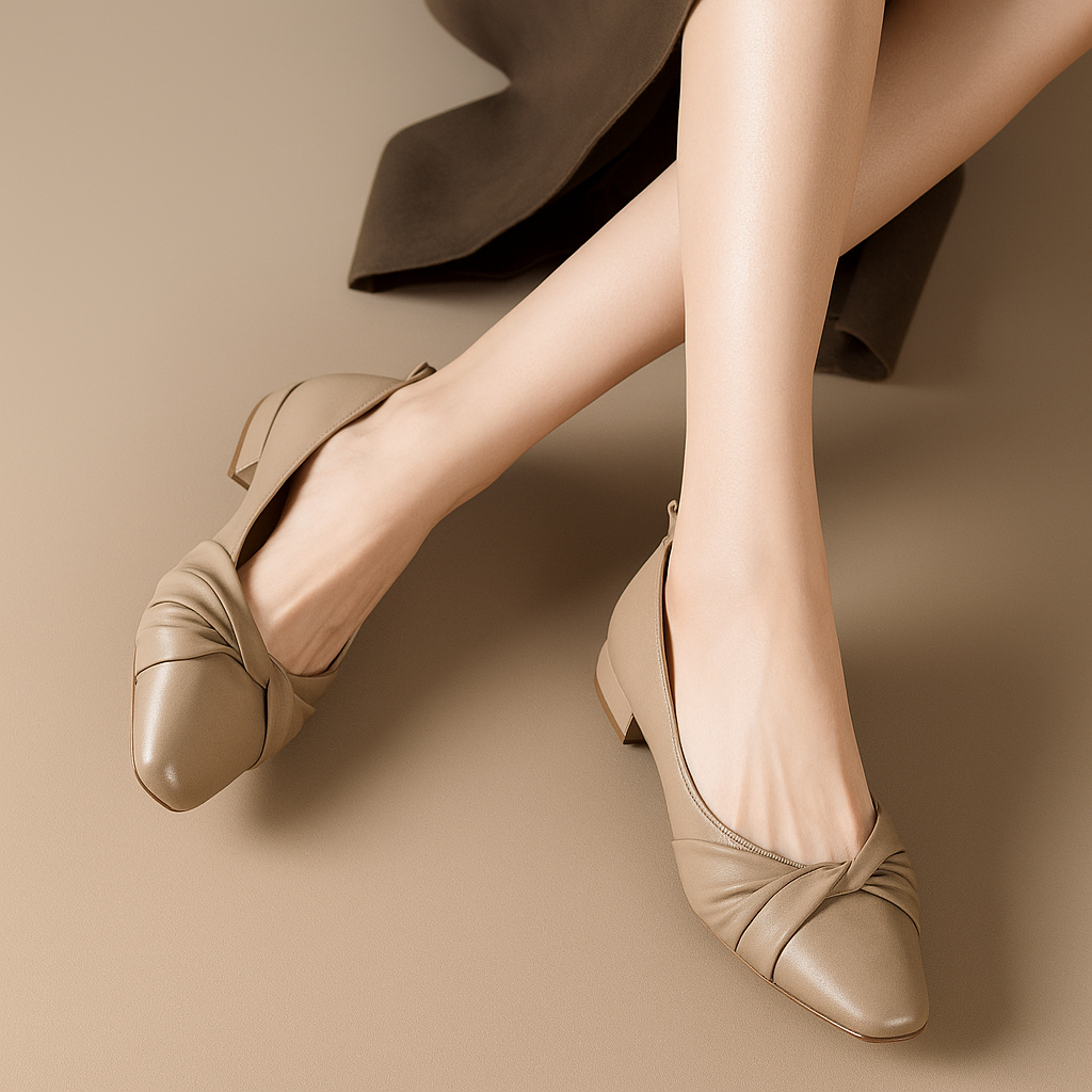 Comfortable Flat Leather Pumps for Women