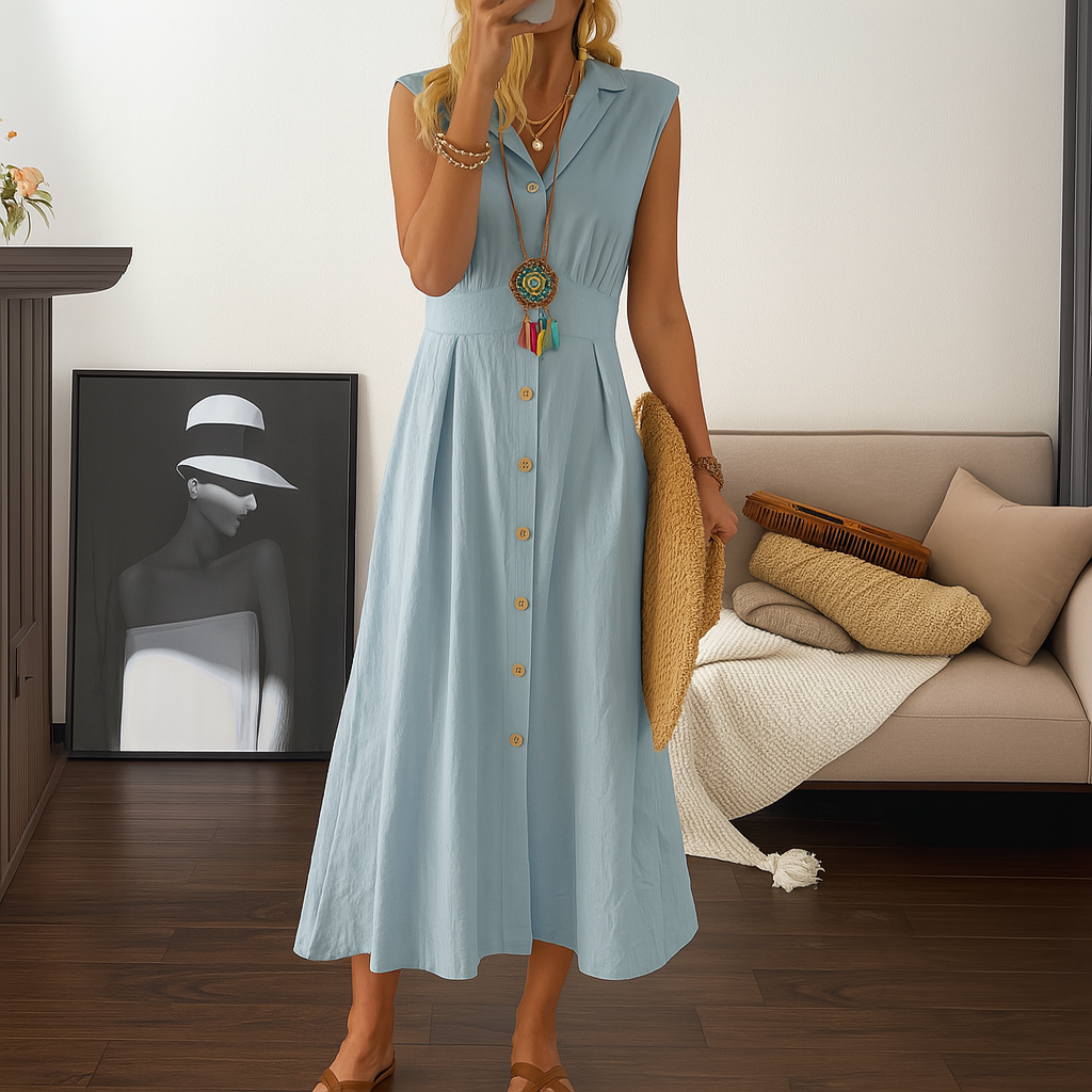 Elegant V Neck Long Sleeve Maxi Dress - Vossary