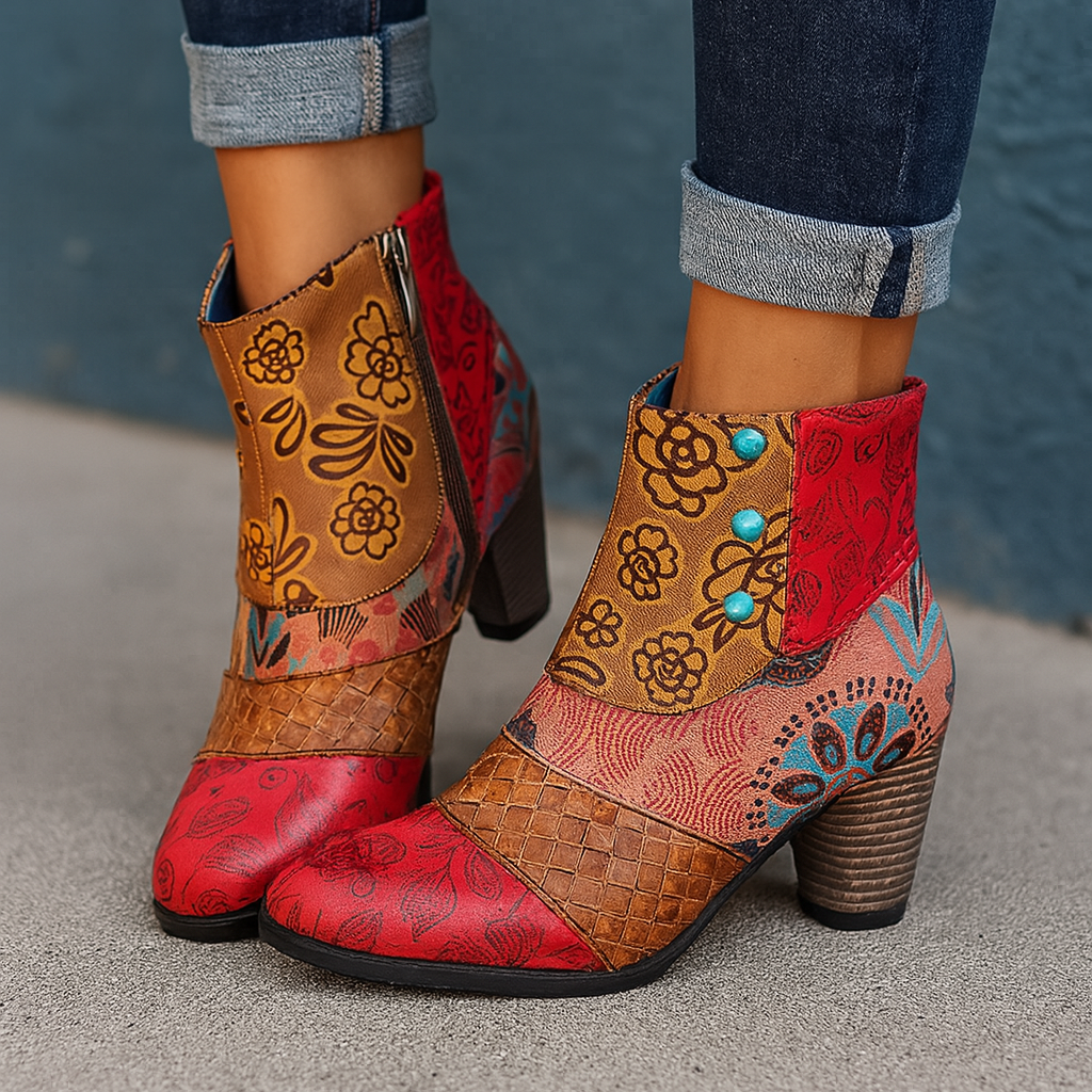 Elegant Ladies' Patterned High Heel Boots