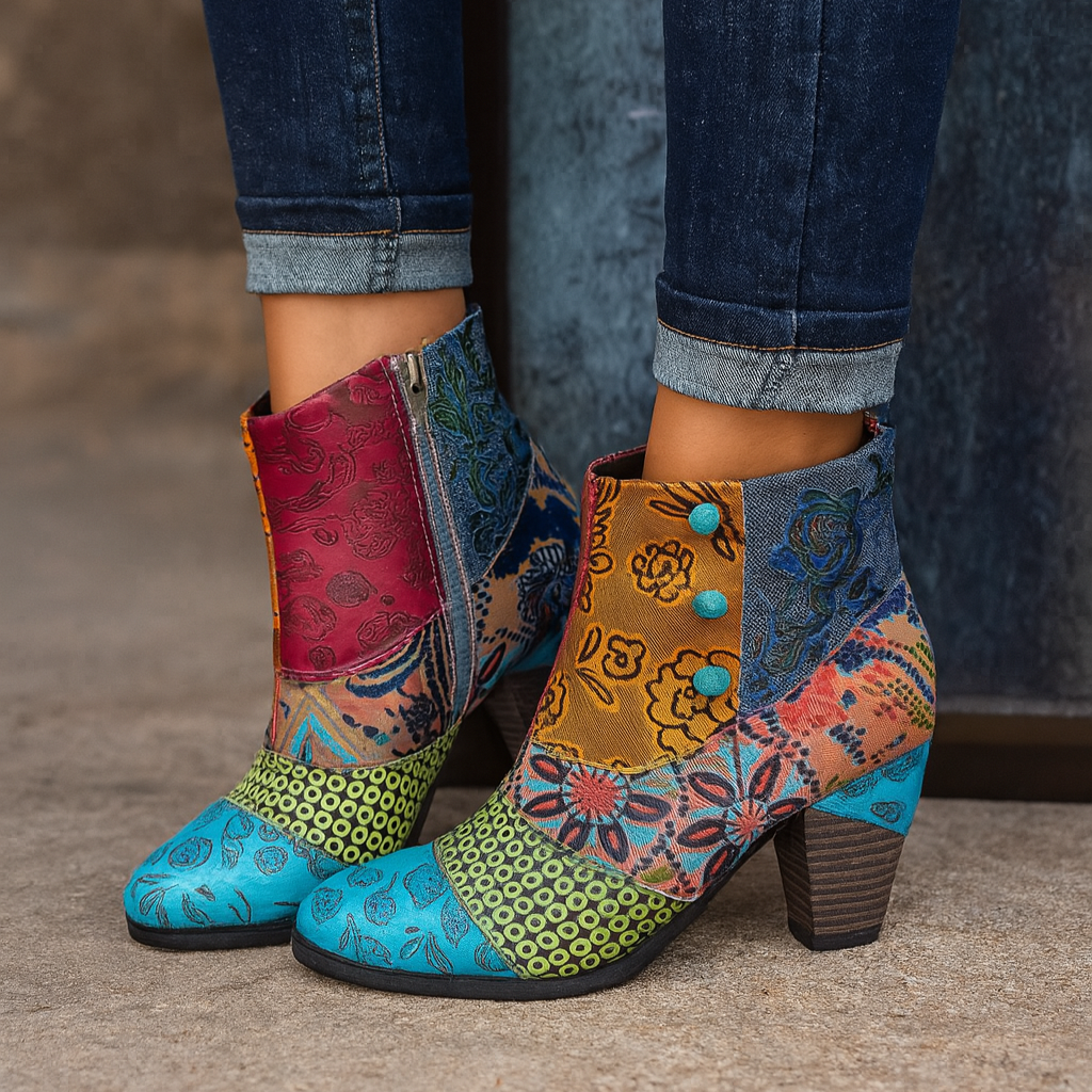 Elegant Ladies' Patterned High Heel Boots