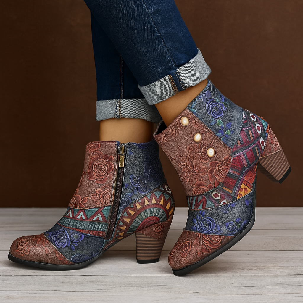 Elegant Ladies' Patterned High Heel Boots - EasyApparels