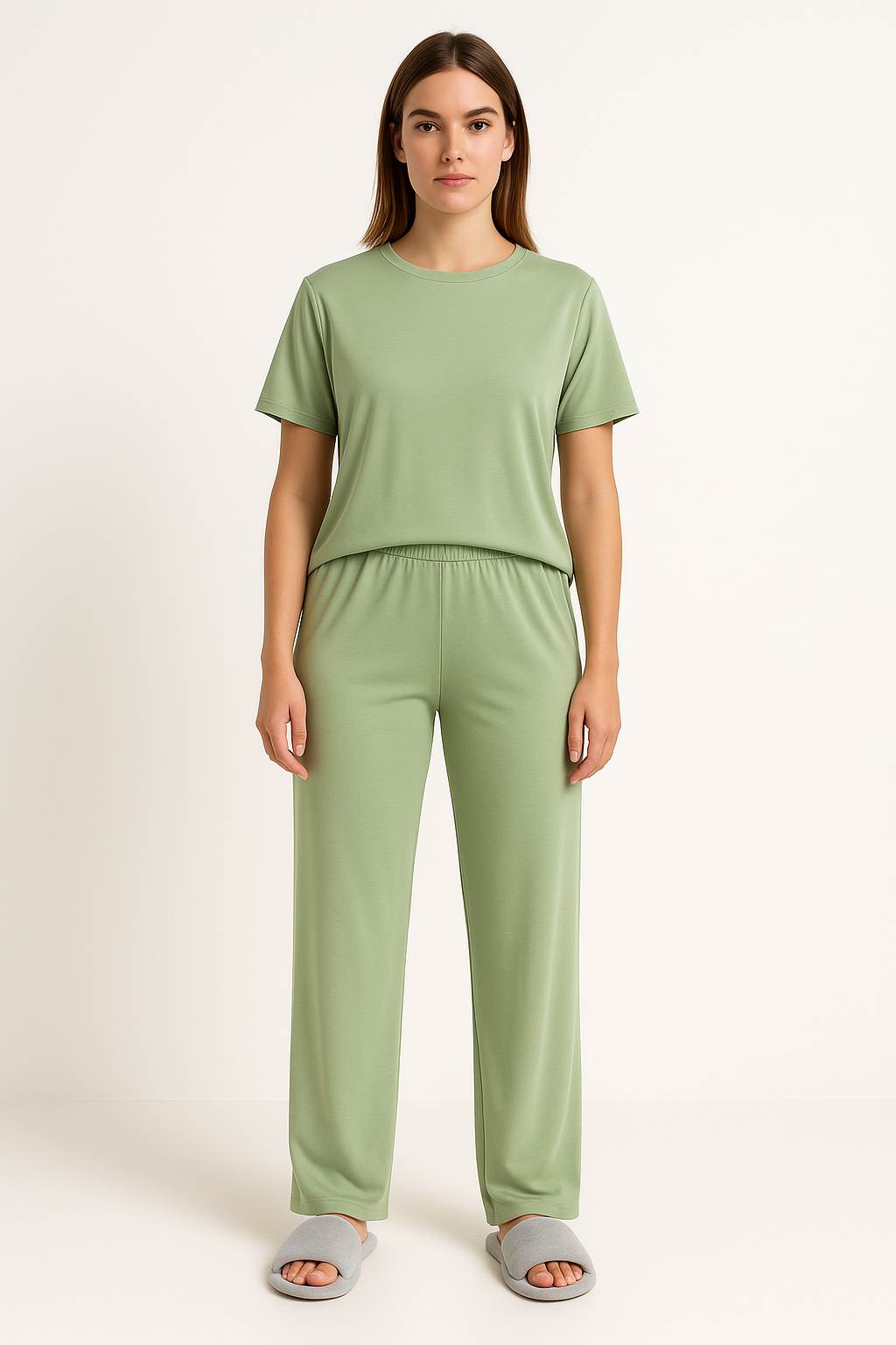 Comfy Women's Lounge Set with Short Top and Wide Leg Pants