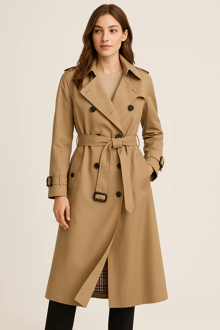 Classic Double Breasted Cotton Trench Coat - EasyApparels
