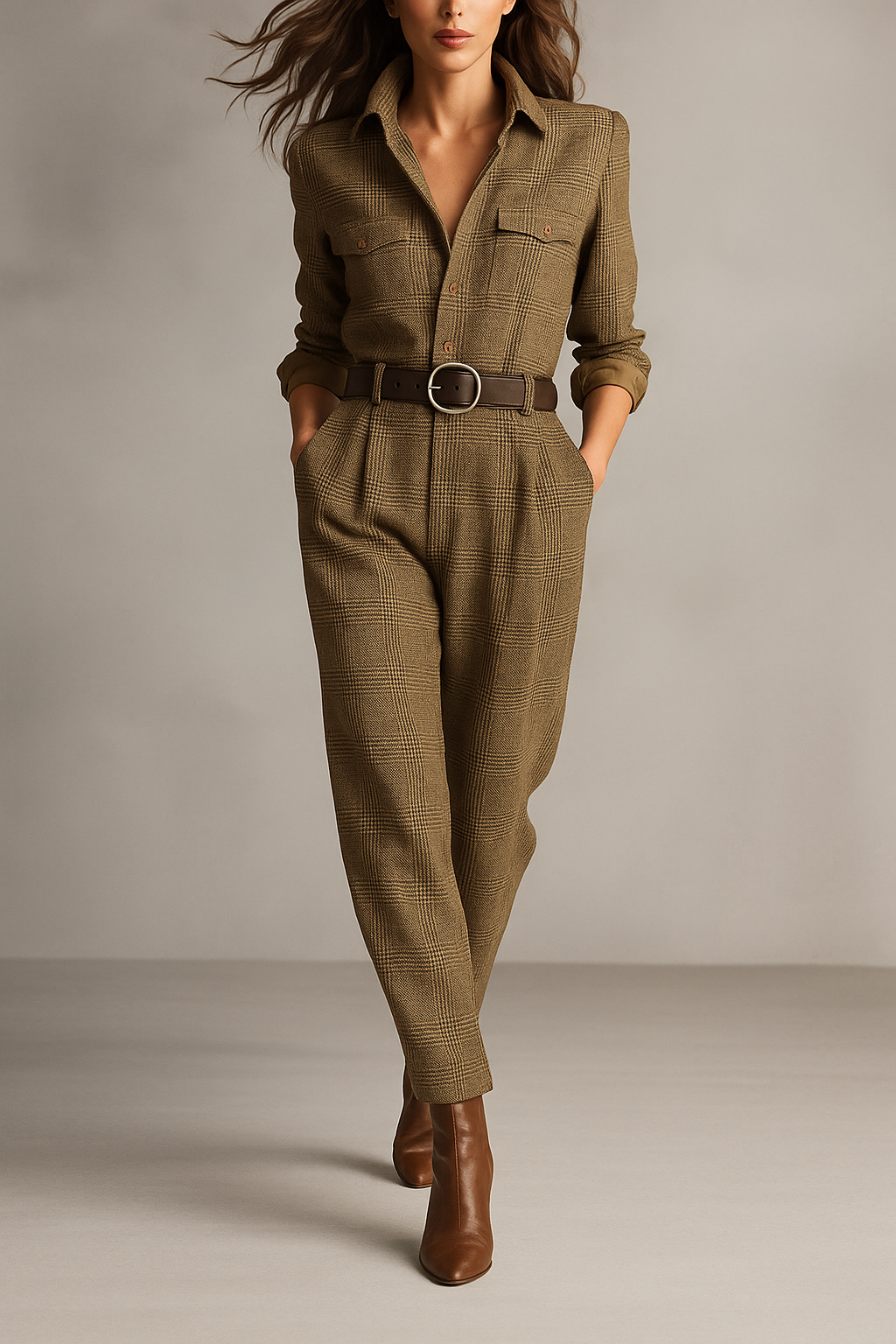 Chic Plaid Romper Suit - Vossary