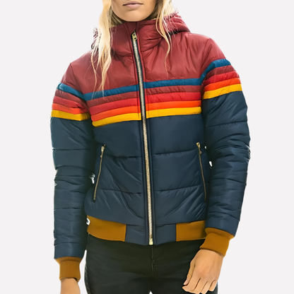 Warm Padded Coat for Women with Hood and Zip