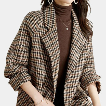 Classic Plaid Double Button Women's Coat
