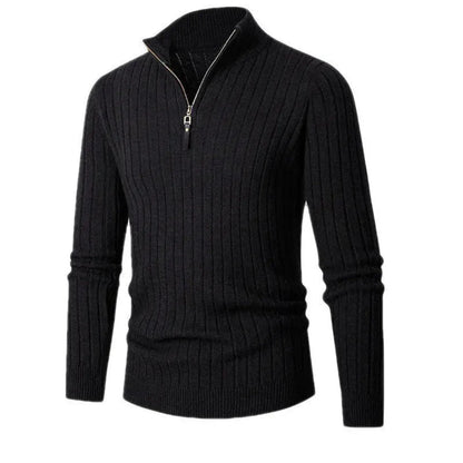 Classic Textured Zipper Pullover Sweater