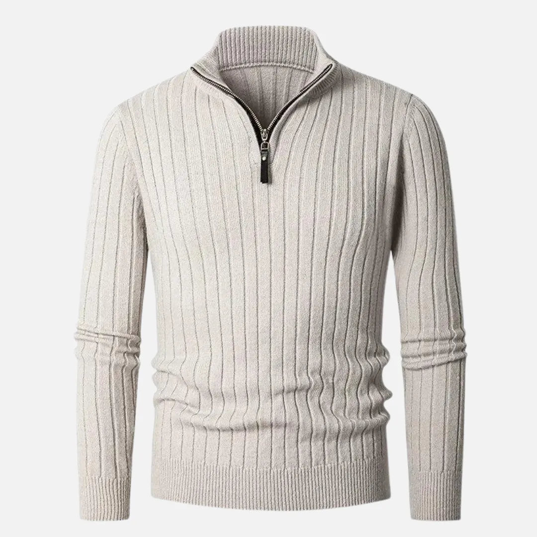 Classic Textured Zipper Pullover Sweater - EasyApparels