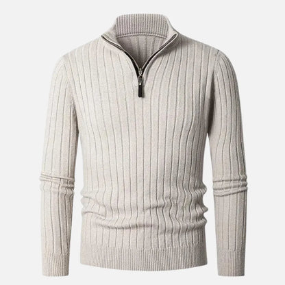 Classic Textured Zipper Pullover Sweater - EasyApparels