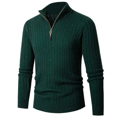 Classic Textured Zipper Pullover Sweater