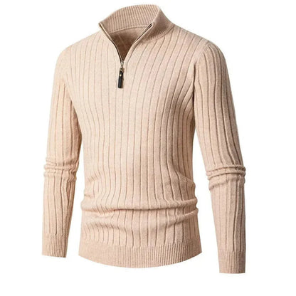 Classic Textured Zipper Pullover Sweater