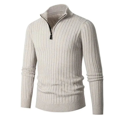 Classic Textured Zipper Pullover Sweater