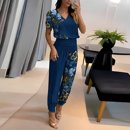 Comfortable V-Neck Women's Blouse with Puff Sleeves