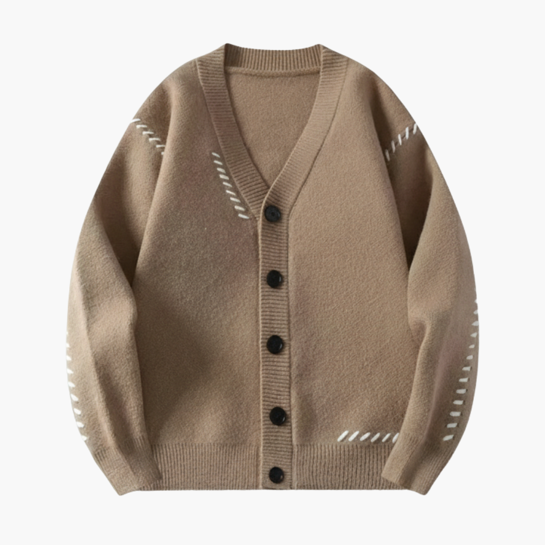 Men's Crew Neck Button Cardigan Sweater - Vossary