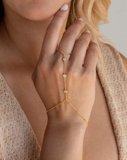 Sparkling Crystal Link Hand Bracelet - EasyApparels