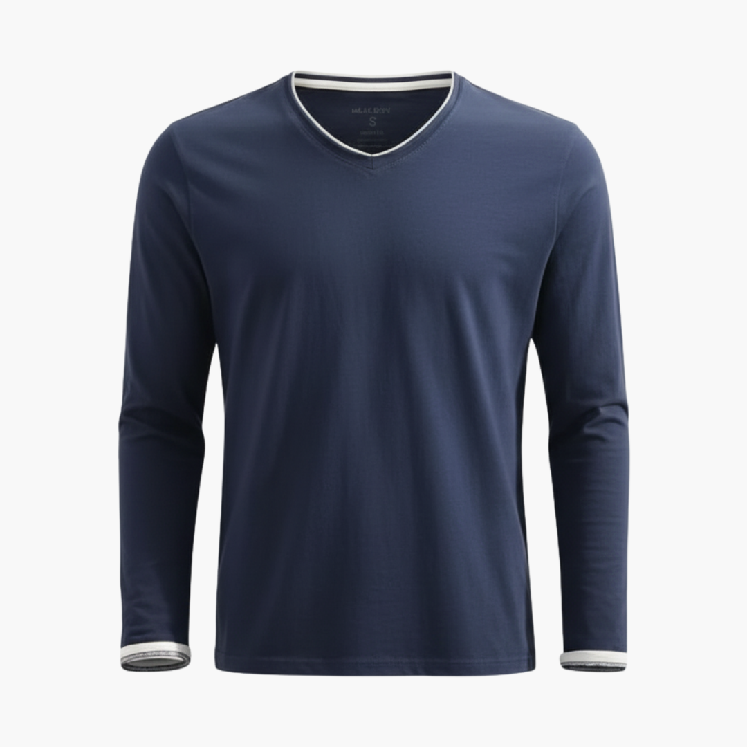 Men's Casual V Neck Button Down Shirt - Vossary