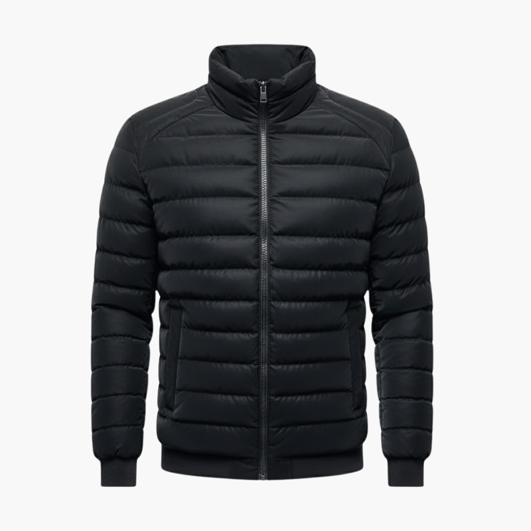 Warm Men's Padded Parka with Zip Front - Vossary